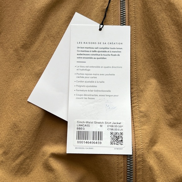 Lululemon Cinch-Waist Stretch Shirt Jacket Medium BOLD BEIGE - Picture 5 of 7